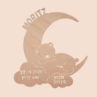 Nachtlicht „Mond mit Teddy“ mit Personalisierung