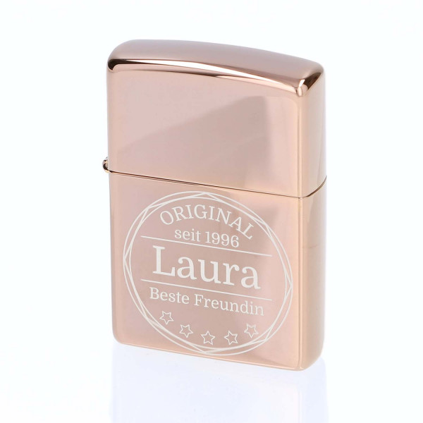 Zippo Rosé mit Gravur (High Polished)