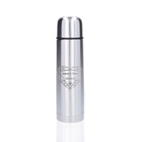 Isolierflasche mit Gravur „Silber“