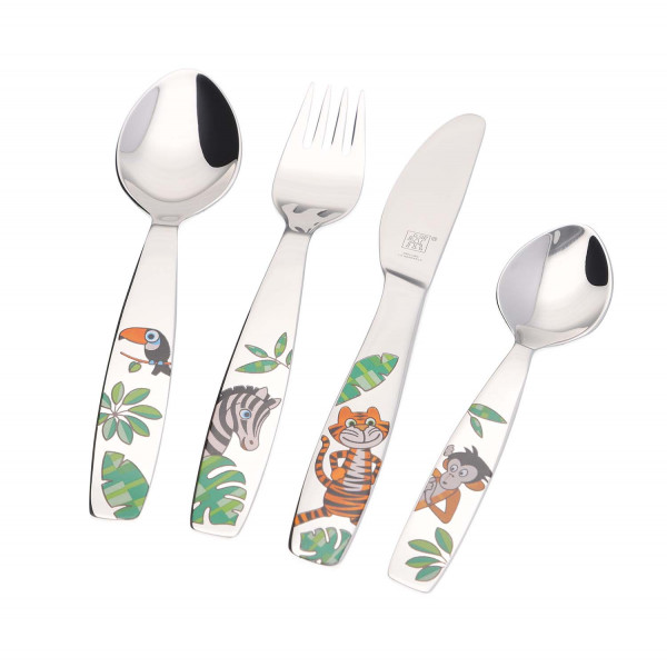 ZWILLING® Kinderbesteck 4-teilig mit Gravur „Jungle“