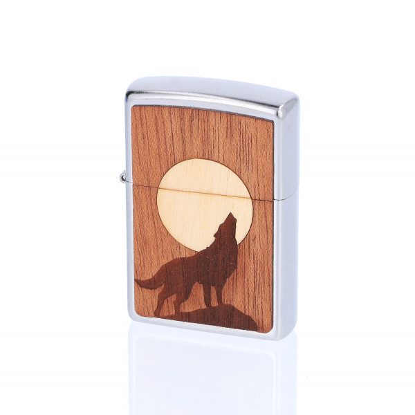 Premium Zippo mit Gravur – Woodchuck Wolf