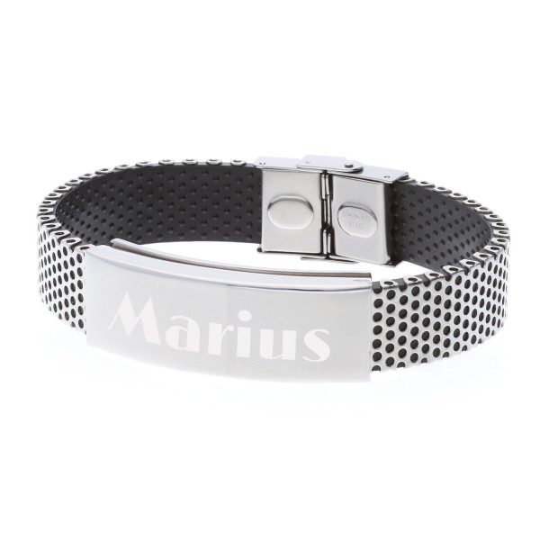 Verziertes Armband mit Gravur aus Edelstahl (21 cm) für Männer