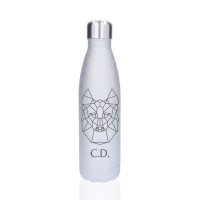 Edelstahl Trinkflasche mit Gravur „Silver Glitter“ (500 ml)