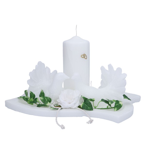 Kerze „Hochzeit“ mit Tauben und Rose