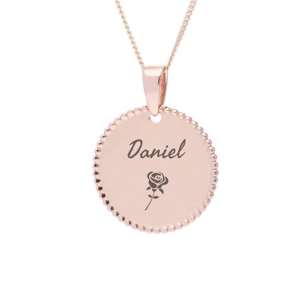 Anhänger „Vintage“ mit Gravur in roségold – 925 Silber vergoldet