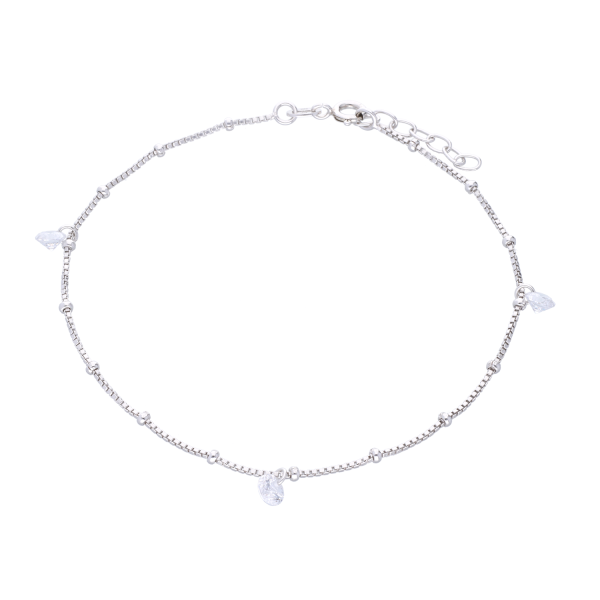 Fußkette „Taiping“ mit Zirkonia – 925 Silber (23–25 cm)