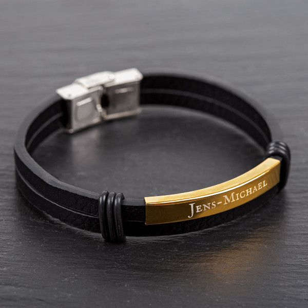 Lederarmband mit Gravurfläche in gold (22cm)