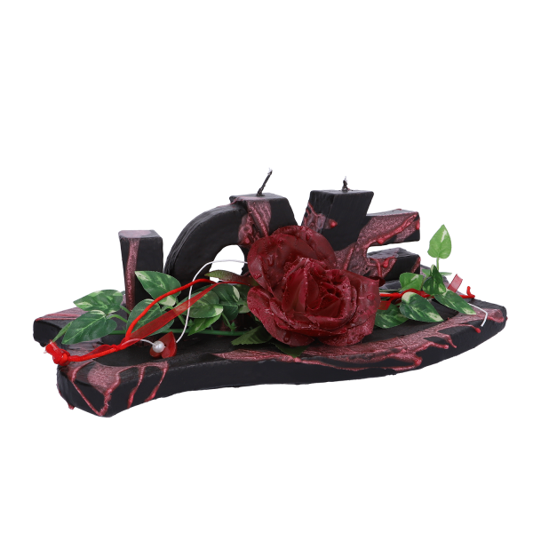 Kerze „LOVE“ mit Rose in schwarz