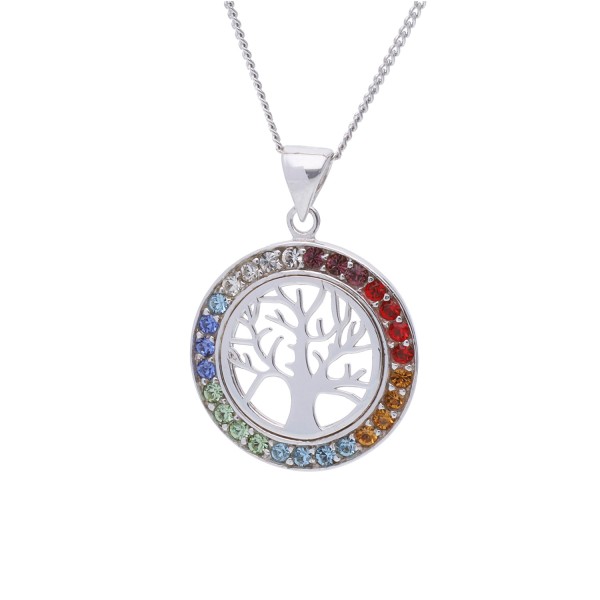 Halskette „Lebensbaum“ in silber mit Zirkonia – 925 Silber