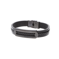 Schwarzes Lederarmband „Cusco“ (20 cm)