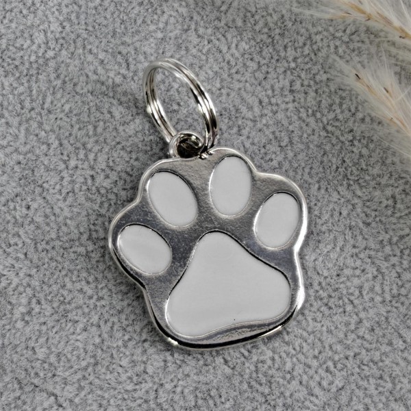 Hundemarke Pfote - Farbe: Weiß