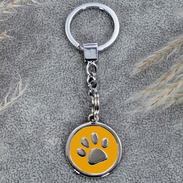 Schlüsselanhänger Hundemarke Rund - Farbe: Gelb