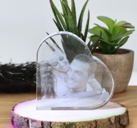 2D Glasfoto - Glaskristall mit Gravur "Herz"