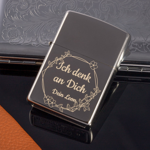 Zippo® mit Gravur (Satin Chrome)