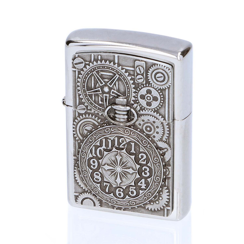 Premium Zippo mit Gravur - Taschenuhr