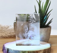 2D Glasfoto - Glaskristall mit Gravur "Fotorahmen" vertikal