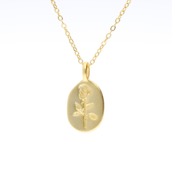 Halskette „Rose“ mit Gravur – 925 Silber vergoldet