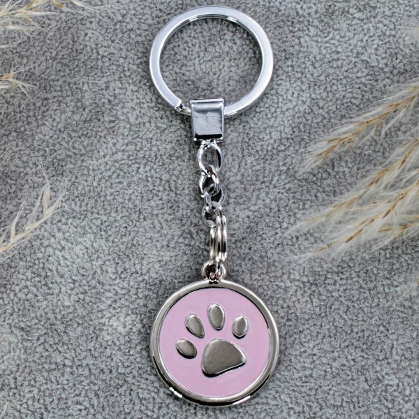 Schlüsselanhänger Hundemarke Rund - Farbe: Pink / Rosa