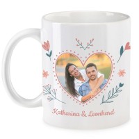 Tasse mit Namen und eigenem Bild - Tasse bedrucken lassen individuell mit Fotoupload \"Blumenkranz\"