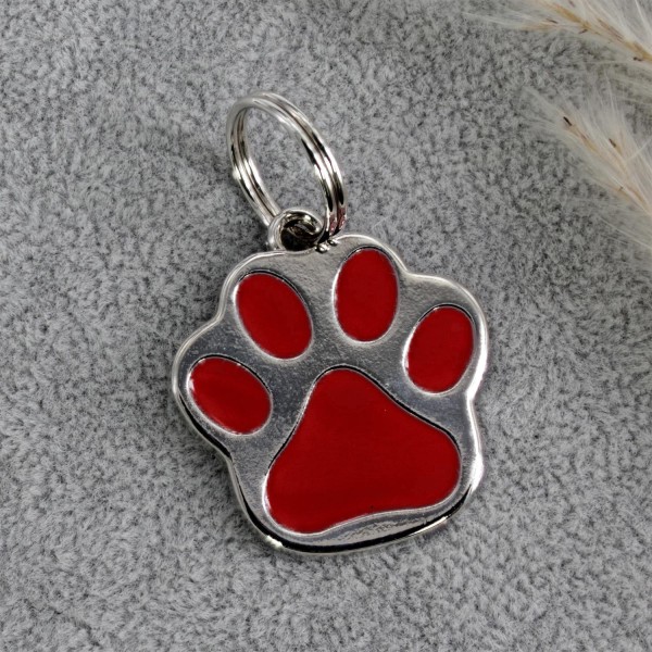 Hundemarke Pfote - Farbe: Rot
