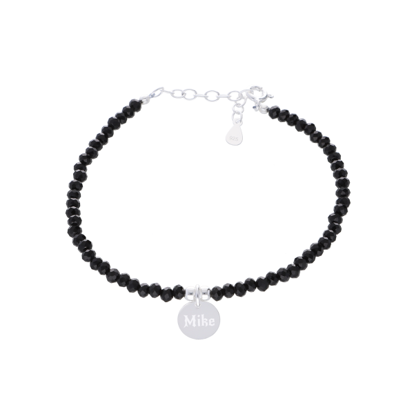 Armband „Black Crystal“ mit Gravur – 925 Silber (16–19 cm)