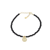 Armband „Black Crystal“ mit Gravur in gold – 925 Silber vergoldet (16–19 cm)