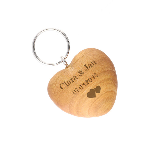Holz Schlüsselanhänger „Herz“ mit Gravur aus Eiche