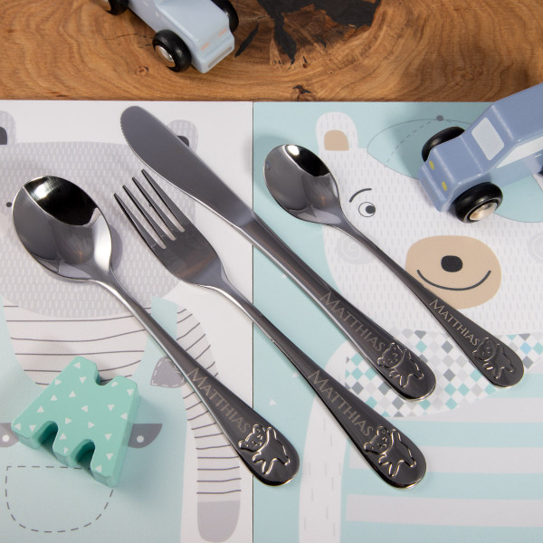 Kinderbesteck Teddy-Motiv inkl. Namengravur