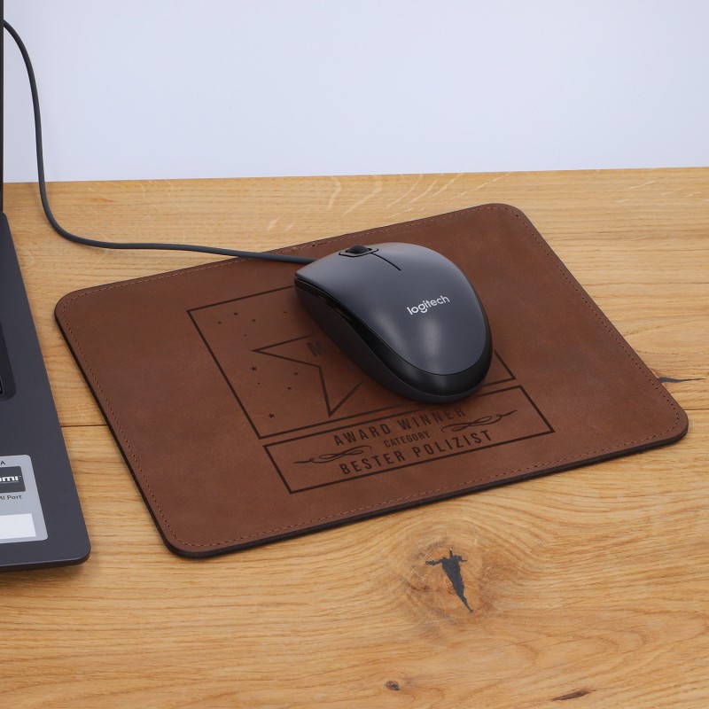 Mouse Pad aus Leder mit Gravur – „Brown“