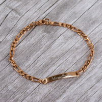 Armband mit Gravur und Figarokette in roségold (21 cm)