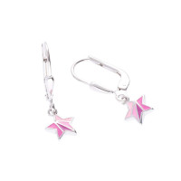 Kinderohrringe „Stern“ in rosa – 925 Silber