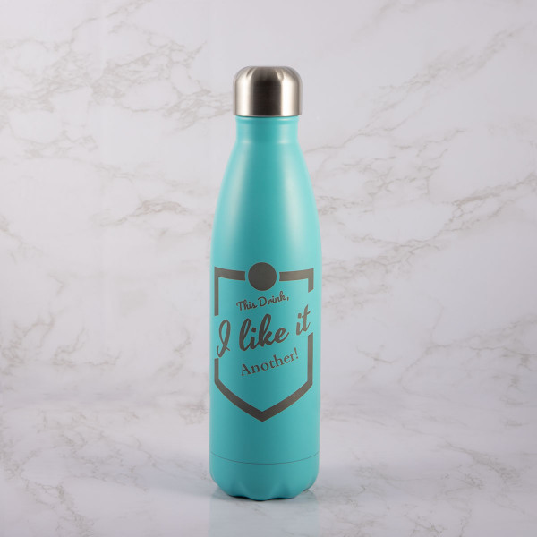 Trinkflasche mit Gravur aus Edelstahl „Hellblau“ (500 ml)