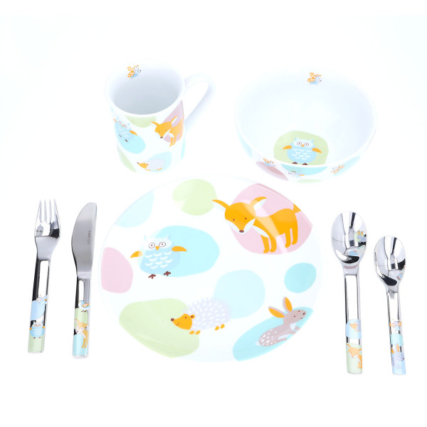 PURESIGNS® Kinderbesteck 7-teilig mit Gravur „Woody“ SET