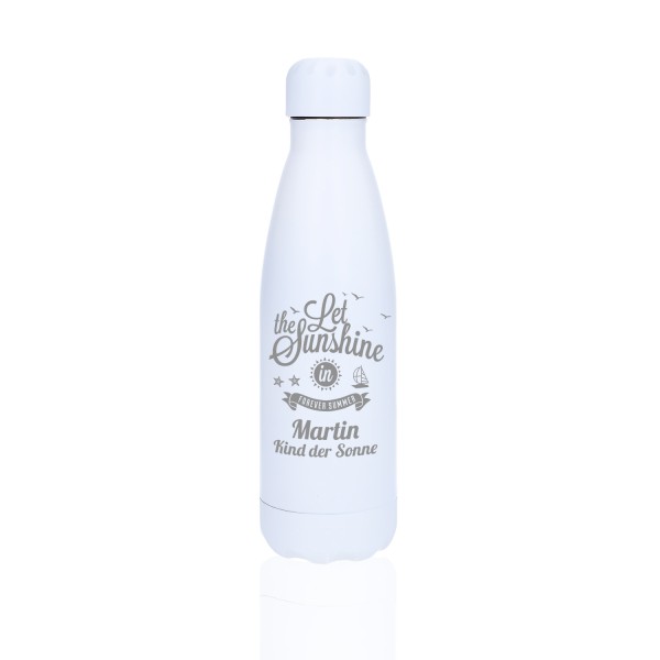 Edelstahl Trinkflasche mit Gravur „White“ (500 ml)