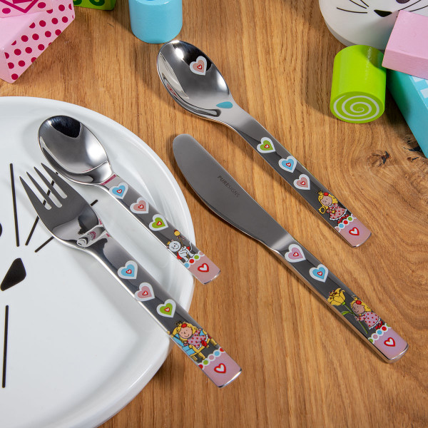 PURESIGNS® Kinderbesteck 4-teilig mit Gravur "Nelia"