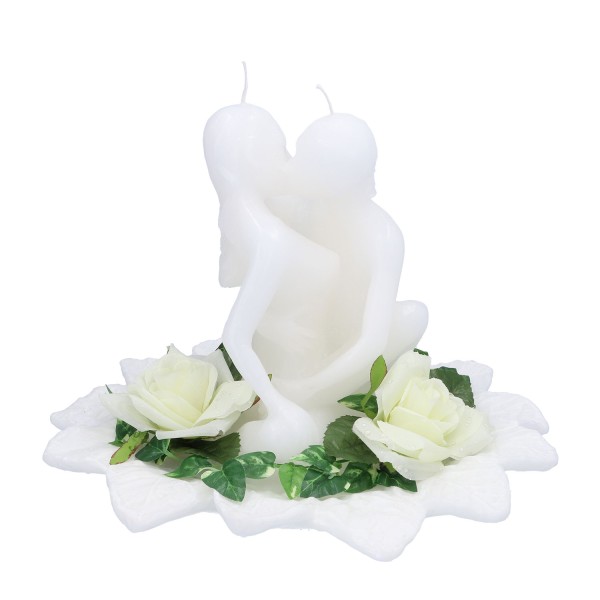 Große Kerze „Liebespaar“ mit Rosen