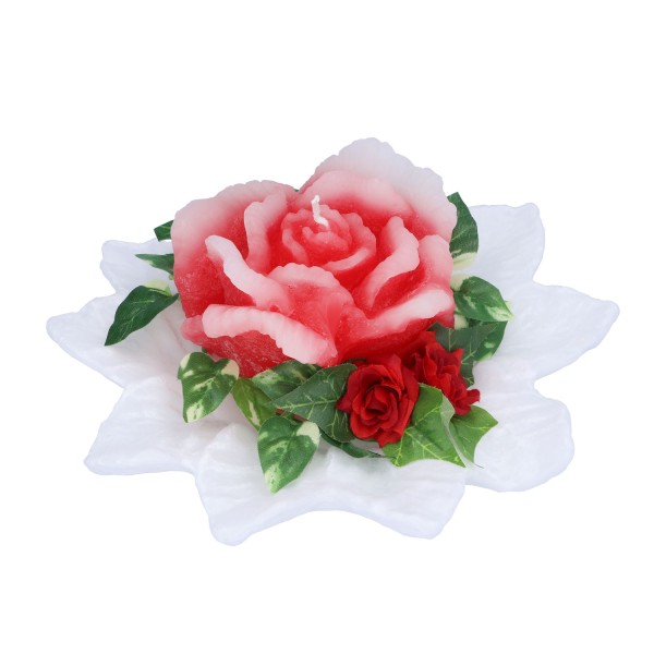 Große Rosenkerze mit Duft in rot