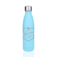 Trinkflasche hellblau "Light Blue" 500 ml Edelstahl mit Gravur personalisiert