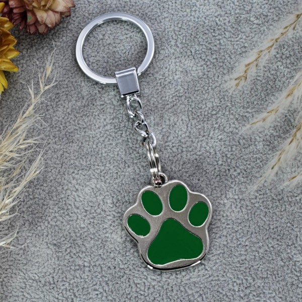 Schlüsselanhänger Hundemarke Pfote - Farbe: Grün
