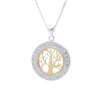 Halskette „Lebensbaum“ in gold mit Zirkonia – 925 Silber vergoldet