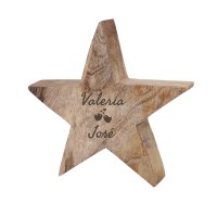 Kleiner Stern mit Gravur aus Holz – 14 cm