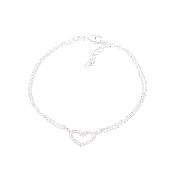 Armband mit Herz und Zirkonia – 925 Silber (17–20 cm)