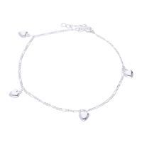Fußkette „Miri“ mit Herzen – 925 Silber (22 cm)