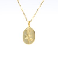 Halskette &#8222;Rose&#8220; mit Gravur &#8211; 925 Silber vergoldet