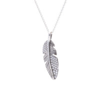 Kleiner Feder Anhänger mit Zirkonia – 925 Silber