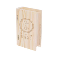 Kleine Holzbox mit Gravur als Buch