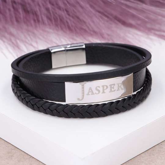 Personalisiertes Armband Für Ihn & Sie – Mit Foto, Text, Gravur – Edelstahl/Leder, Magnetisch, Abnehmbar