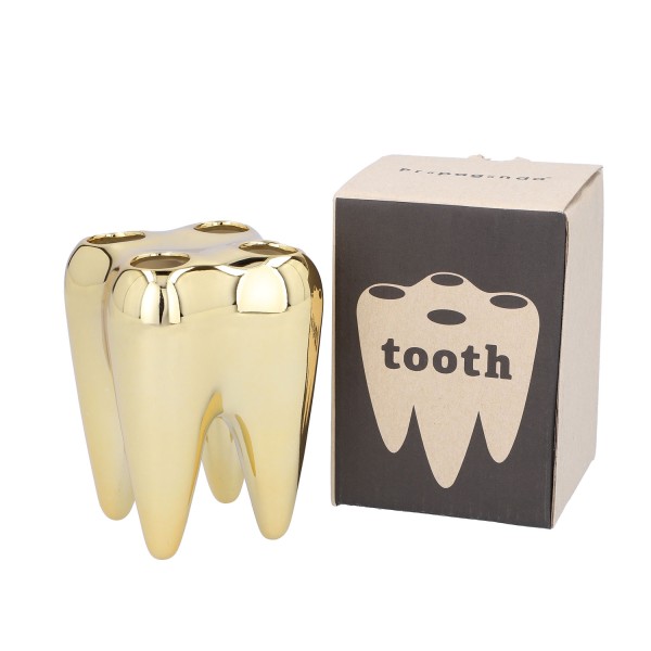 Zahnbürstenhalter „Zahn“ in gold