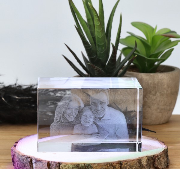 3D Glasfoto - Glaskristall mit Gravur "Classic" horizontal