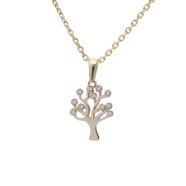 Anhänger Baum mit Zirkonia – 333er Gold